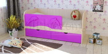 Друзья Кровать детская 2 ящика 1.8 Фиолетовый глянец в Посевной - posevnaya.mebel54.com | фото