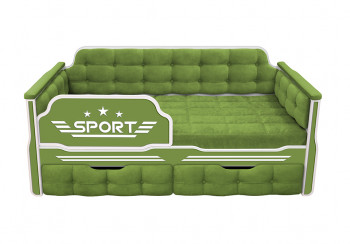 Кровать 170 серии Спорт 2 ящика 76 Зелёный (мягкие боковые накладки) в Посевной - posevnaya.mebel54.com | фото