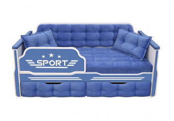 Кровать 180 серии Спорт 2 ящика 85 Синий (подушки) в Посевной - posevnaya.mebel54.com | фото