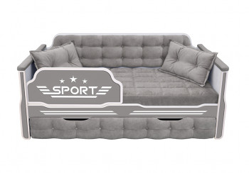 Кровать 190 серии Спорт 1 ящик 45 Серый (подушки) в Посевной - posevnaya.mebel54.com | фото
