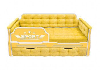 Кровать 190 серии Спорт 1 ящик 74 Жёлтый (мягкие боковые накладки) в Посевной - posevnaya.mebel54.com | фото