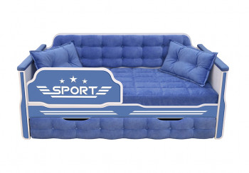 Кровать 190 серии Спорт 1 ящик 85 Синий (подушки) в Посевной - posevnaya.mebel54.com | фото