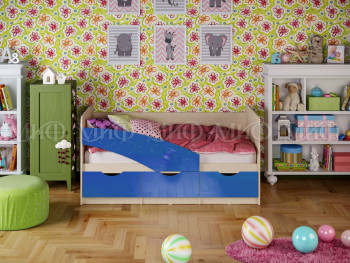 Кровать Бабочки 1,8м (Синий металлик) в Посевной - posevnaya.mebel54.com | фото