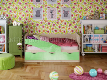 Кровать Бабочки 2,0м (Салатовый металлик) в Посевной - posevnaya.mebel54.com | фото