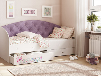 Кровать детская Эльза Белый/Фиолетовый в Посевной - posevnaya.mebel54.com | фото