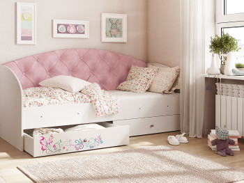 Кровать детская Эльза Белый/Розовый в Посевной - posevnaya.mebel54.com | фото