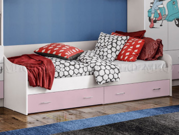 Кровать Fashion-1 Вега 0,9 м (Белый/Розовый) в Посевной - posevnaya.mebel54.com | фото