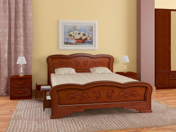 Кровать Карина-8 с ящиками из массива сосны 1600*2000 Орех в Посевной - posevnaya.mebel54.com | фото