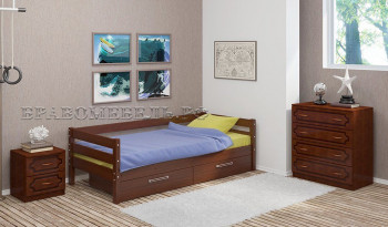 Кровать одинарная ГЛОРИЯ из массива сосны  900*2000 (Орех) в Посевной - posevnaya.mebel54.com | фото