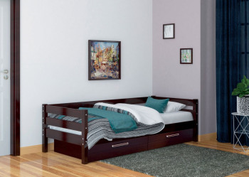 Кровать одинарная ГЛОРИЯ из массива сосны  900*2000 (Орех Тёмный) в Посевной - posevnaya.mebel54.com | фото