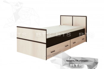 Кровать Сакура с настилом и ящиками 0,9 (Венге/Лоредо) в Посевной - posevnaya.mebel54.com | фото