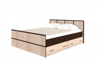Кровать Сакура с настилом и ящиками 1,4 (Венге/Лоредо) в Посевной - posevnaya.mebel54.com | фото