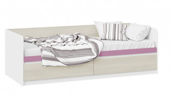 Кровать «Сканди» с 2 ящиками Дуб Гарден/Белый/Лиловый в Посевной - posevnaya.mebel54.com | фото
