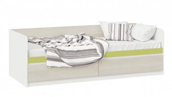 Кровать «Сканди» с 2 ящиками Дуб Гарден/Белый/Зеленый в Посевной - posevnaya.mebel54.com | фото