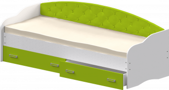 Кровать Софа-7 с мягкой спинкой (800х1900) Белый/Лайм в Посевной - posevnaya.mebel54.com | фото