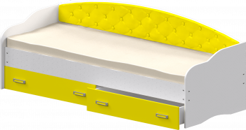 Кровать Софа-8 с мягкой спинкой (900х1900) Белый/Желтый в Посевной - posevnaya.mebel54.com | фото