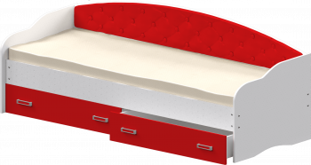 Кровать Софа-8 с мягкой спинкой (900х1900) Белый/Красный в Посевной - posevnaya.mebel54.com | фото
