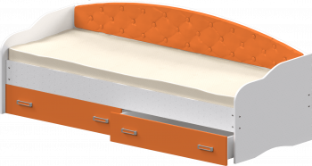 Кровать Софа-8 с мягкой спинкой (900х1900) Белый/Оранжевый в Посевной - posevnaya.mebel54.com | фото