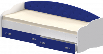 Кровать Софа-8 с мягкой спинкой (900х2000) Белый/Синий в Посевной - posevnaya.mebel54.com | фото