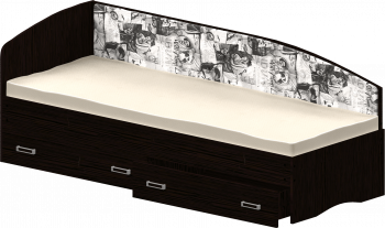 Кровать Софа-9 с мягкой спинкой с рисунком Милана (900х2000) Венге в Посевной - posevnaya.mebel54.com | фото