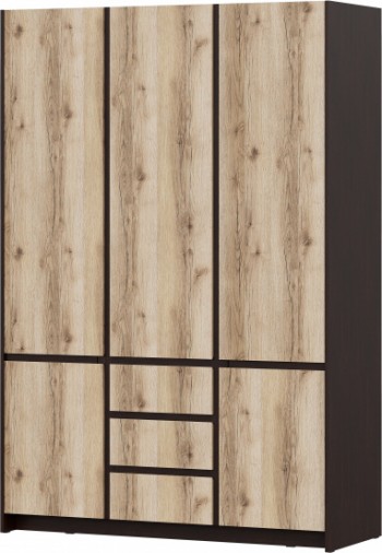 Модульная система "Прага" Шкаф для одежды трехстворчатый Дуб Венге/Дуб Делано в Посевной - posevnaya.mebel54.com | фото