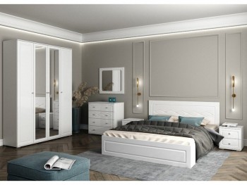 Модульная спальня Барселона (Белый/Белый глянец) в Посевной - posevnaya.mebel54.com | фото