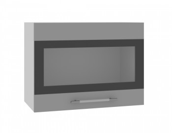 Норд ШВГС 600 Шкаф верхний горизонтальный со стеклом (Софт черный/корпус Белый) в Посевной - posevnaya.mebel54.com | фото