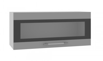 Норд ШВГС 800 Шкаф верхний горизонтальный со стеклом (Софт черный/корпус Белый) в Посевной - posevnaya.mebel54.com | фото