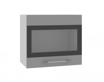 Ройс ВПГСФ 500 Шкаф верхний горизонтальный со стеклом с фотопечатью высокий (Графит софт/корпус Серый) в Посевной - posevnaya.mebel54.com | фото