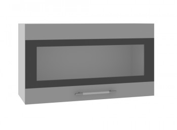 Ройс ВПГСФ 800 Шкаф верхний горизонтальный со стеклом с фотопечатью высокий (Графит софт/корпус Серый) в Посевной - posevnaya.mebel54.com | фото