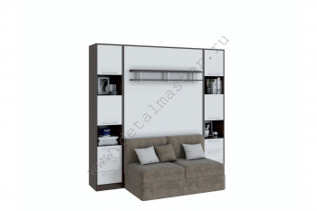 Шкаф-кровать с диваном БЕЛА с полкой ножкой в Посевной - posevnaya.mebel54.com | фото