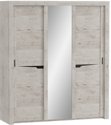 Шкаф трехдверный Соренто с раздвижными дверями Дуб бонифаций/Кофе структурный матовый в Посевной - posevnaya.mebel54.com | фото