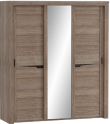Шкаф трехдверный Соренто с раздвижными дверями Дуб стирлинг/Кофе структурный матовый в Посевной - posevnaya.mebel54.com | фото